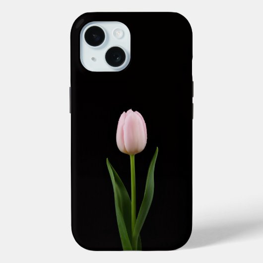 Zwart 4 Luxe iPhone 15 Hoesje, Blush Roze Tulp Case-Mate iPhone Case (Achterkant)
