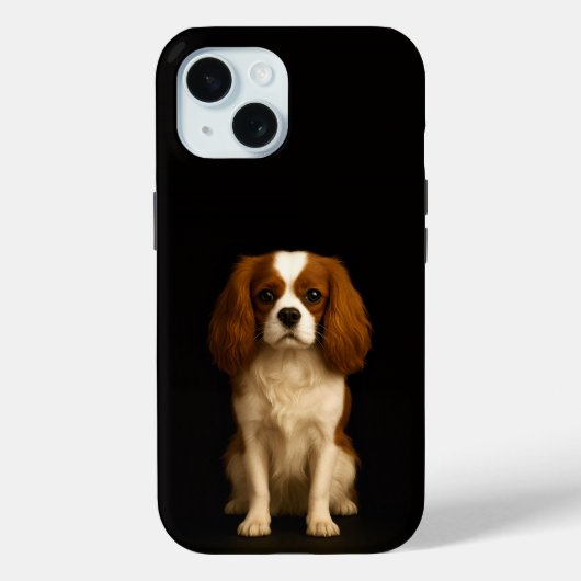 Zwart 4 Luxe iPhone 15 Hoesje, Cavalier Spaniel Case-Mate iPhone Case (Achterkant)