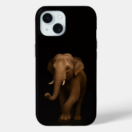 Zwart 4 Luxe iPhone 15 Hoesje, Indische Olifant Case