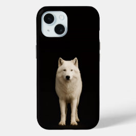Zwart 4 Luxe iPhone 15 Hoesje, Ivoorwit Arctic Wol Case