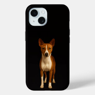 Zwart 4 Luxe iPhone 15 Hoesje, Klasse Basenji Hond Case