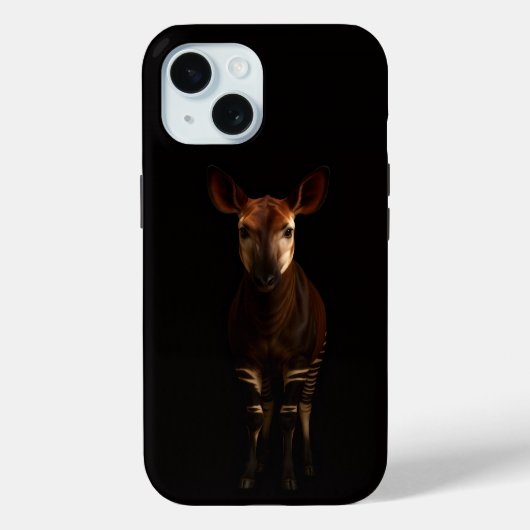 Zwart 4 Luxe iPhone 15 Hoesje, Okapi in het Bos Case-Mate iPhone Case (Achterkant)