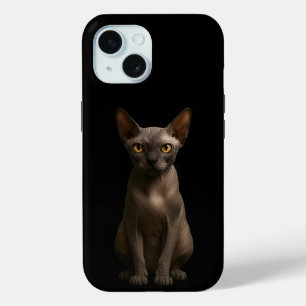 Zwart 4 Luxe iPhone 15 Mate, Sphynx Kat Case
