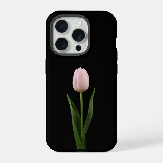 Zwart 4 Luxe iPhone 15 Pro Blush Roze Tulp Hoesje (Achterkant)