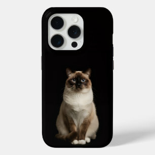 Zwart 4 Luxe iPhone 15 Pro Mat, Birmaanse Kat Case