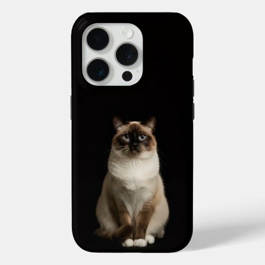 Zwart 4 Luxe iPhone 15 Pro Mat, Birmaanse Kat Case-Mate iPhone Case (Achterkant)