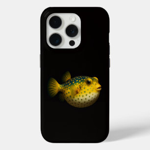 Zwart 4 Luxe iPhone 15 Pro Mate, Gele Kogelvis Case