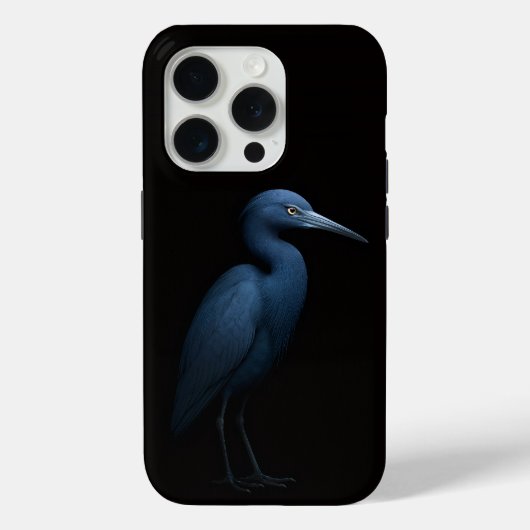 Zwart 4 Luxe iPhone 15 Pro Mate, Kleine Blauwe Rei Case-Mate iPhone Case (Achterkant)