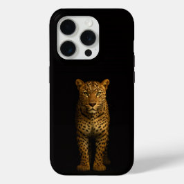 Zwart 4 Luxe iPhone 15 Pro Mate Majestueuze Luipaa Case