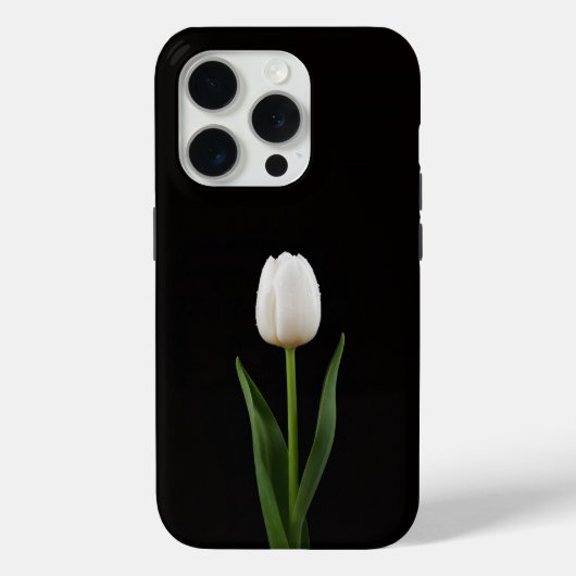 Zwart 4 Luxe iPhone 15 Pro Mate Parelwitte Tulp Case-Mate iPhone Case (Achterkant)