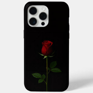 Zwart 4 Luxe iPhone 15 Pro Max, Fluwelen Rode Roos Max Hoesje