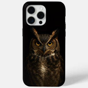 Zwart 4 Luxe iPhone 15 Pro Max, Golden Eye Owl Max Hoesje