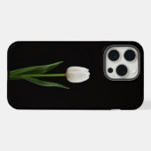 Zwart 4 Luxe iPhone 15 Pro Max, Parelwitte Tulp Hoesje (Achterkant horizontaal)