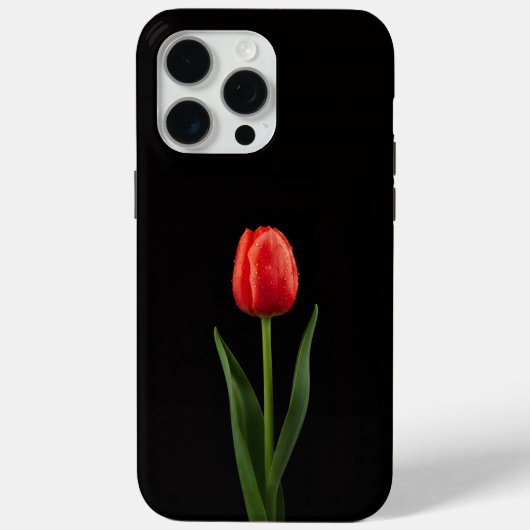 Zwart 4 Luxe iPhone 15 Pro Max, Robijnrode Tulp Case-Mate iPhone Case (Achterkant)