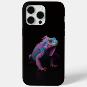 Zwart 4 Luxe iPhone 15 Pro Max, Roze Leguaan Max Hoesje