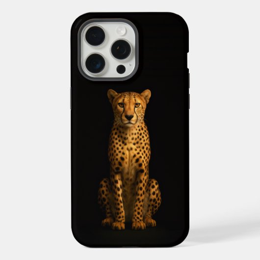 Zwart 4 Luxe iPhone 15 Pro Max, Slanke Cheetah Hoesje (Achterkant)