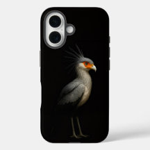 Zwart 4 Luxe iPhone 16 Hoes, Secretarisvogel