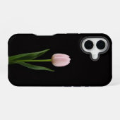 Zwart 4 Luxe iPhone 16 Mate, Blush Roze Tulp Hoesje (Achterkant horizontaal)