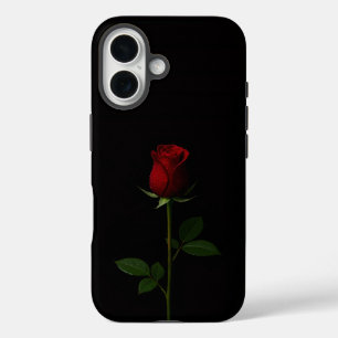 Zwart 4 Luxe iPhone 16 Mate, Fluwelen Rode Roos Hoesje