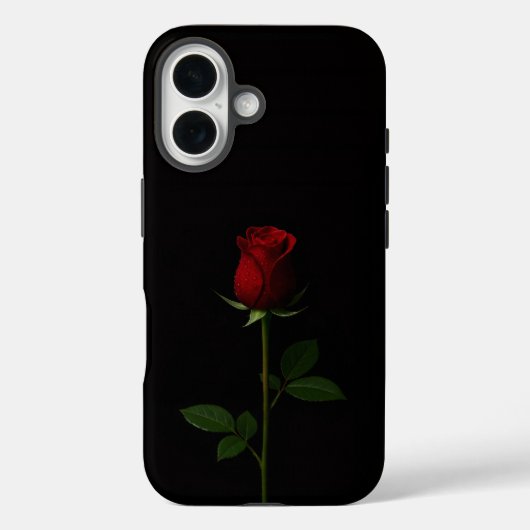 Zwart 4 Luxe iPhone 16 Mate, Fluwelen Rode Roos Case-Mate iPhone Case (Achterkant)