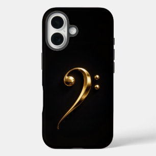 Zwart 4 Luxe iPhone 16 Mate, Gouden Vioolsleutel Hoesje