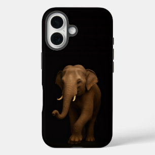 Zwart 4 Luxe iPhone 16 Mate, Indische Olifant Hoesje
