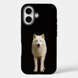 Zwart 4 Luxe iPhone 16 Mate, Ivoor Arctische Wolf Hoesje