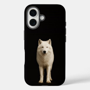 Zwart 4 Luxe iPhone 16 Mate, Ivoor Arctische Wolf Hoesje