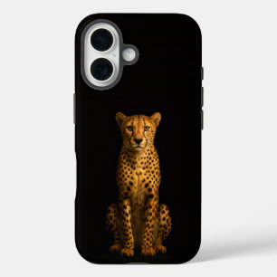 Zwart 4 Luxe iPhone 16 Mate, Slanke Cheetah Hoesje