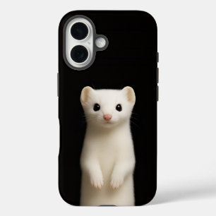 Zwart 4 Luxe iPhone 16 Mate, Stijlvolle Hermelijn Hoesje