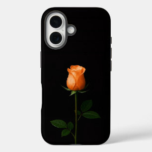 Zwart 4 Luxe iPhone 16 Mate, Sunset Oranje Roos Hoesje
