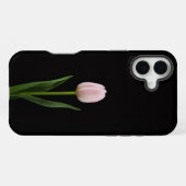 Zwart 4 Luxe iPhone 16 Plus, Blush Roze Tulp Hoesje (Achterkant horizontaal)