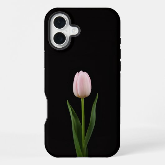 Zwart 4 Luxe iPhone 16 Plus, Blush Roze Tulp Hoesje (Achterkant)