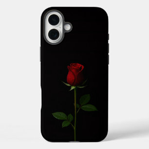 Zwart 4 Luxe iPhone 16 Plus, Fluwelen Rode Roos Plus Hoesje