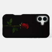 Zwart 4 Luxe iPhone 16 Plus, Fluwelen Rode Roos Hoesje (Achterkant horizontaal)