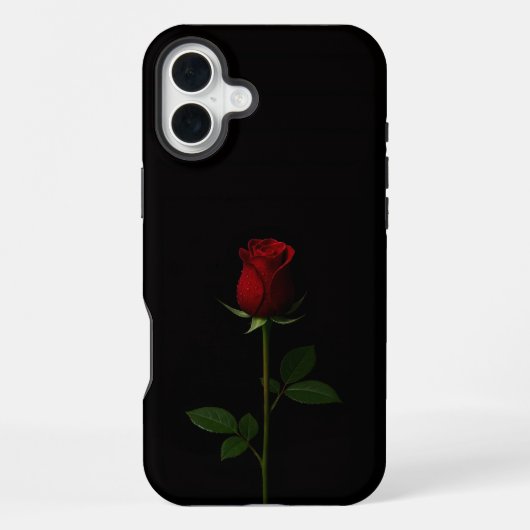 Zwart 4 Luxe iPhone 16 Plus, Fluwelen Rode Roos Hoesje (Achterkant)