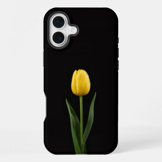 Zwart 4 Luxe iPhone 16 Plus, Gouden Tulp Hoesje (Achterkant)