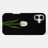 Zwart 4 Luxe iPhone 16 Plus, Parelwitte Tulp Hoesje (Achterkant horizontaal)