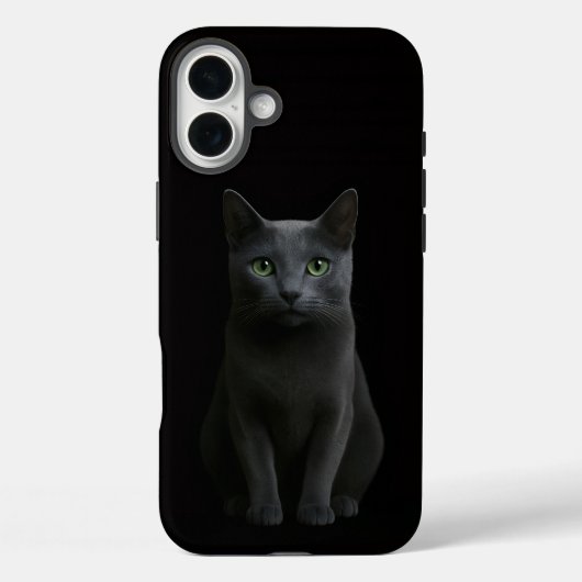 Zwart 4 Luxe iPhone 16 Plus, Russische Blauwe Kat Case-Mate iPhone Case (Achterkant)
