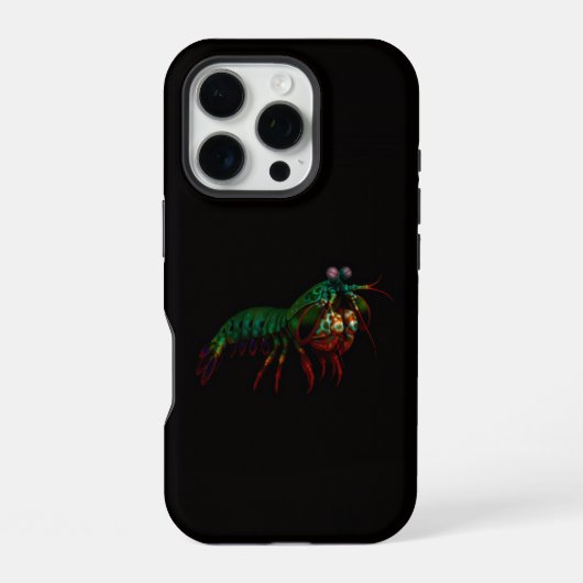 Zwart 4 Luxe iPhone 16 Pro, bidsprinkhaan Hoesje (Achterkant)