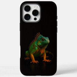 Zwart 4 Luxe iPhone 16 Pro Max, Groene Leguaan Max Hoesje