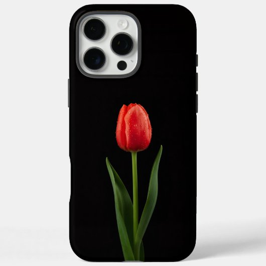 Zwart 4 Luxe iPhone 16 Pro Max, Robijnrode Tulp Case-Mate iPhone Case (Achterkant)