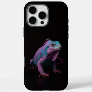 Zwart 4 Luxe iPhone 16 Pro Max, Roze Leguaan Max Hoesje