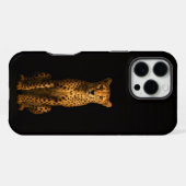 Zwart 4 Luxe iPhone 16 Pro Max, Slanke Cheetah Hoesje (Achterkant horizontaal)