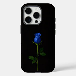 Zwart 4 Luxe iPhone 16 Pro, Midnight Blue Rose Pro Hoesje