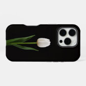 Zwart 4 Luxe iPhone 16 Pro, Parelwitte Tulp Hoesje (Achterkant horizontaal)