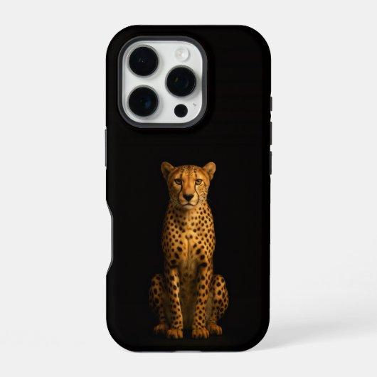 Zwart 4 Luxe iPhone 16 Pro, Slanke Cheetah Hoesje (Achterkant)
