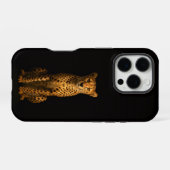 Zwart 4 Luxe iPhone 16 Pro, Slanke Cheetah Hoesje (Achterkant horizontaal)