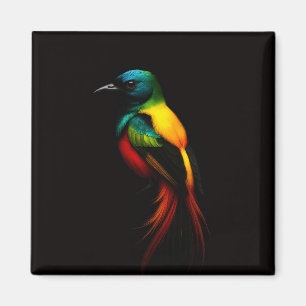 Zwart 4 Luxe Magneet met Regenboog Tropische Vogel