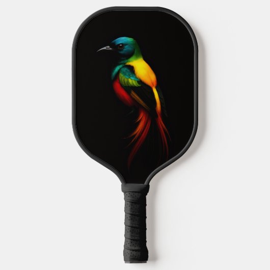 Zwart 4 Luxe Pickleball Paddle, Rainbow Bird Paddle (Voorkant)